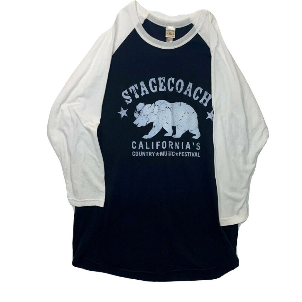 Stagecoach Festival T Shirt Size XL Womens Unisex Baseball Style Black White